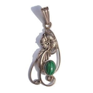 Vintage Carol Felley Malachite Sterling Pendant